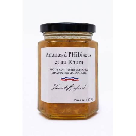 Confiture d’ananas hibiscus et rhum – 220 g