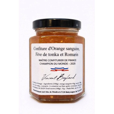 Confiture d’orange sanguine tonka romarin – 220 g