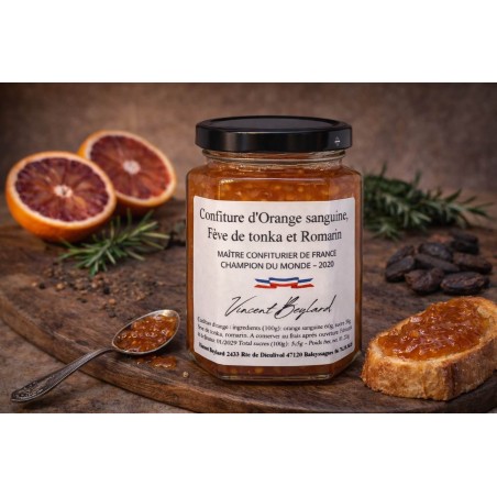 Confiture d’orange sanguine tonka romarin – 220 g