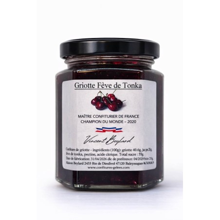 Confiture griotte fève de tonka – Saveur intense 220 g