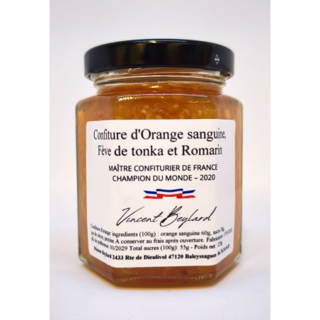 Confiture d’orange sanguine tonka romarin – 220 g