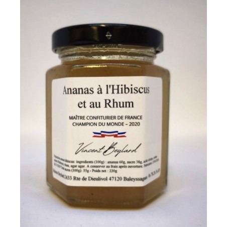 Confiture d’ananas hibiscus et rhum – 220 g