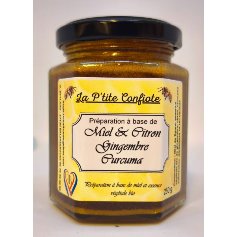 Préparation à base de miel citron, gingembre & curcuma – 250 g