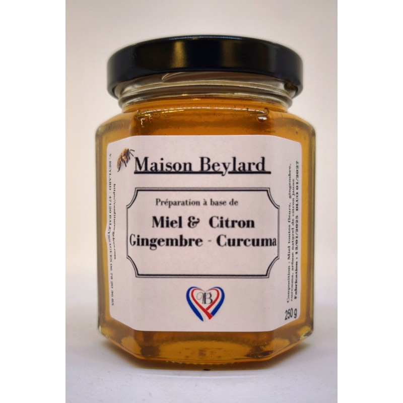 Préparation à base de miel citron, gingembre & curcuma – 250 g