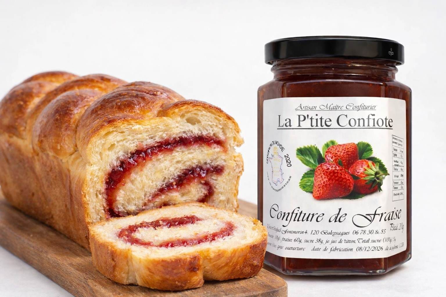Brioche à la confiture de fraise artisanale